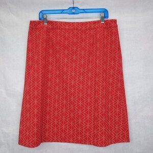 Boden All Day Wear Skirt Sz 12 L Red Yellow Floral Print Aline Knee Length Lined